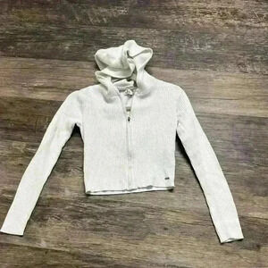 Hollister White Ribbed Cropped Sweater